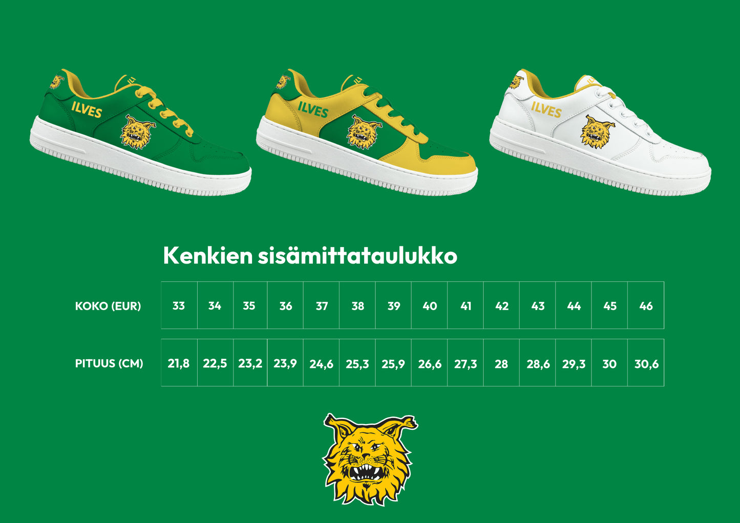 Ilves Sneakers | Kelta-vihreä